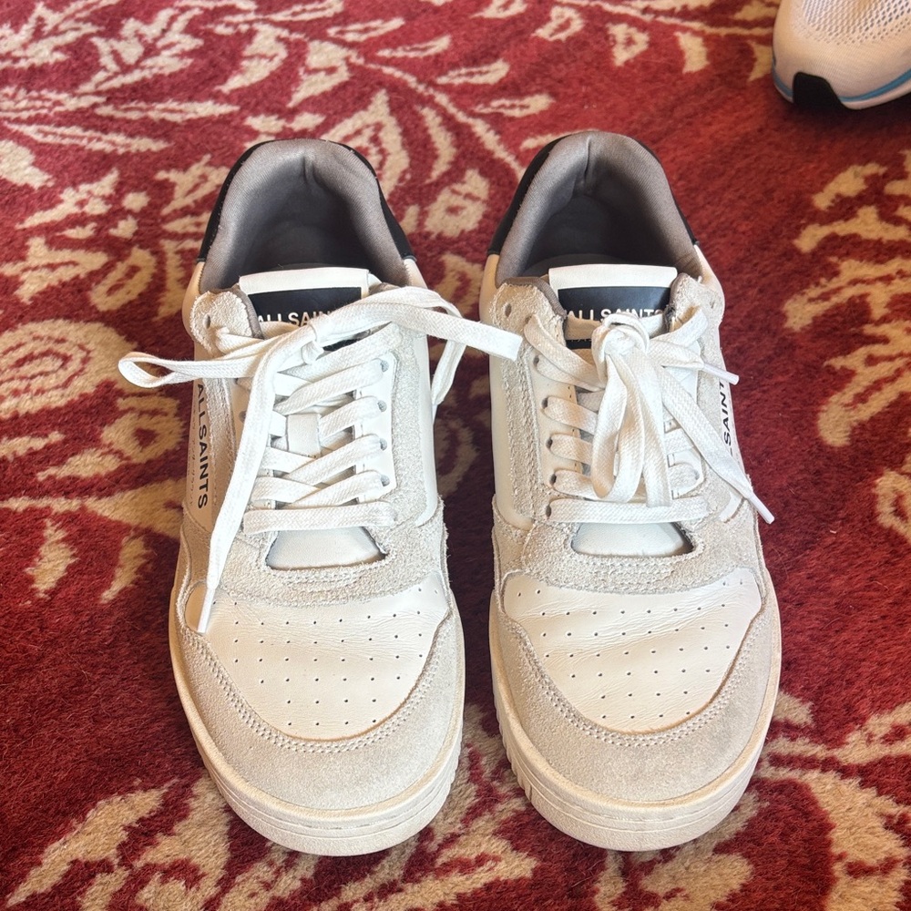All Saints Men's Off-White Suede & Leather Sneakers